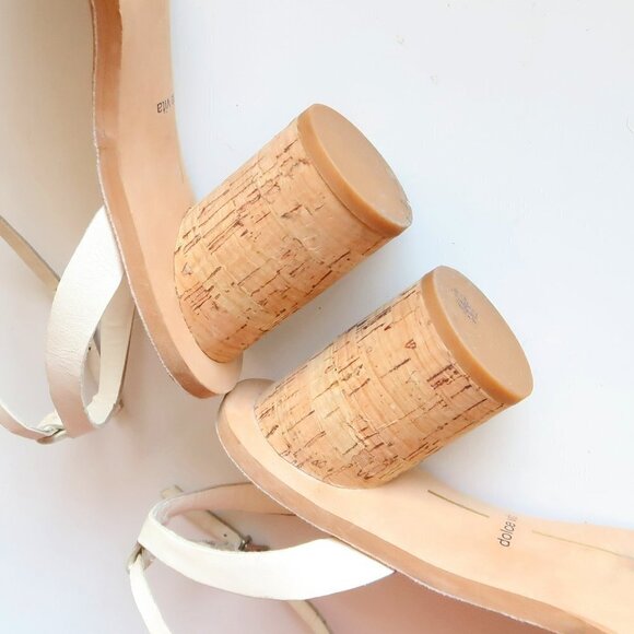 Dolce Vita Jali Snakeskin & White Round Cork Heels / Sandals / Summer Shoes S - Picture 13 of 16